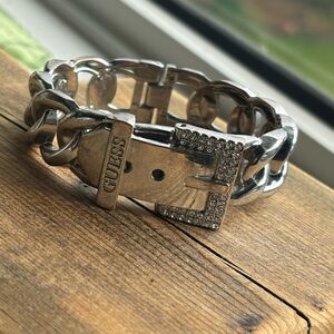 Guess Silver Buckle Chain Bracelet